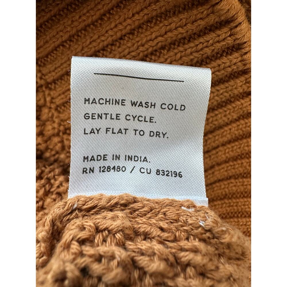 Pact Honeycomb Knit Crew Sweater Camel Size Small 100% Cotton - Picture 7 of 8